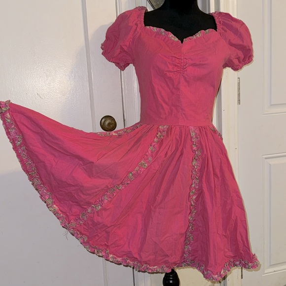 Vintage hot pink square dancing dress! Size SM. Excellent shape! #squaredance - Picture 3 of 11